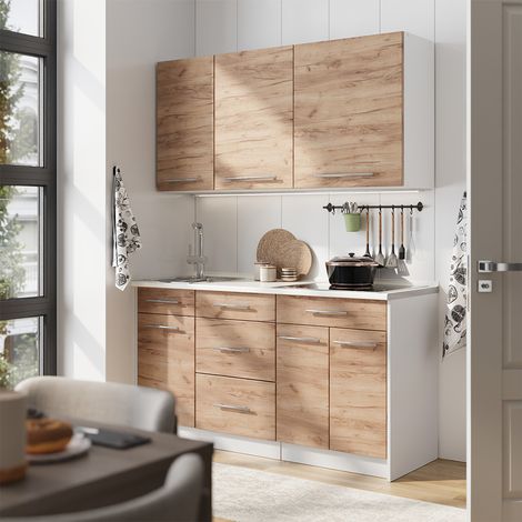 Singleküche Fame-Line, Goldkraft Eiche, 150 cm, AP Anthrazit, Vicco (1/5)