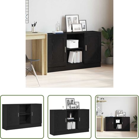 Holzwerkstoff - Sideboard Schwarz Eichen-Optik 120 x 30,5 x 70 cm Holzwerkstoff (1/5)