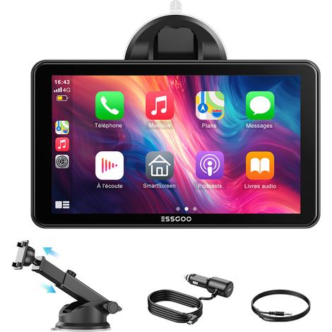 Caméra de recul 7 pouces CarPlay Android Auto 4K AHD sans fil AUX avec moniteur portable (1/5)