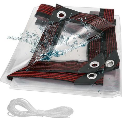 Bâche transparente, imperméable et résistante, 1 x 2 m, grande bâche en PVC imperméable avec œillets et corde pour jardin, extérieur, camping, caravane, serre (1/5)