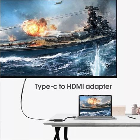 Adaptateur USB-C vers interface multimédia HD 4K, boîtier en alliage d'aluminium, câble d'interface d'affichage USB-C vers HD, noir (1/5)
