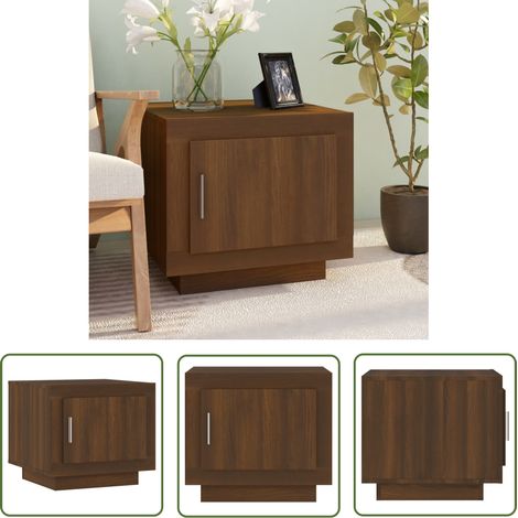The Living Store Couchtisch Braun Eichen-Optik 51x50x45 cm Holzwerkstoff - Couchtisch - Wohnzimmerschreibtisch - Holzmöbel - Eiche Optik - Sideboard (1/5)