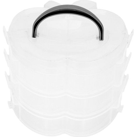 Boîte de Rangement Plastique 3 Étage Démontable pour Outils et Jouets, Forme Pomme, Portable, Blanc (1/5)