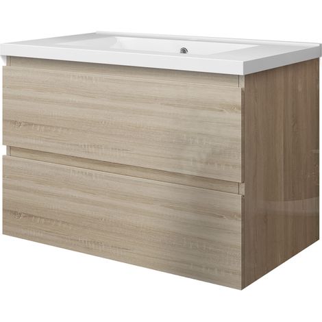AICA 800mm Bathroom Vanity Unit with Basin Sink Unit Wall Hung (1/5)