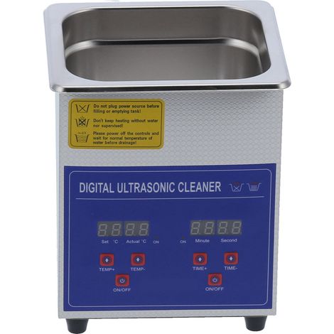 Nettoyeur Ultrasonique Acier Inoxydable Machine de Nettoyage 40kHz MH-010S 2L avec Chauffage et Minuteur, Prise EU 200-240V (1/5)
