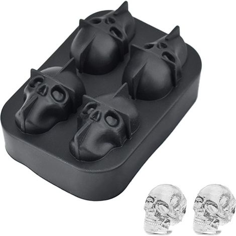 Totenkopf-Eiswürfelform – 6 Fächer – lebensmittelechtes Silikon – für Whisky, Cocktails und Desserts (1/5)