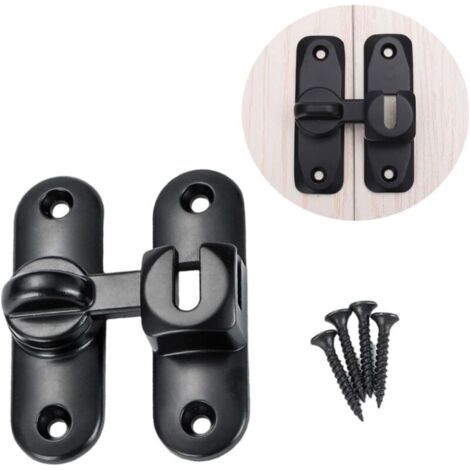 Serrure de porte coulissante à 90 degrés en acier inoxydable avec vis, pour cuisine, chambre, salle de bain, noir (1/5)