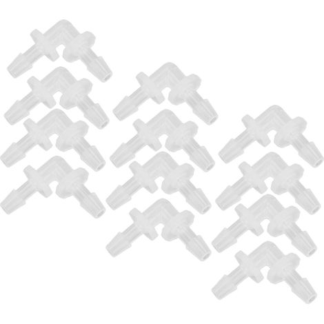 Packung mit 12 Kunststoff-Schlauchverbindern mit Widerhaken für Gartenschläuche, rechtwinklige Winkelstücke, gleicher Durchmesser, 3,9 mm Widerhaken-Verbindungsadapter (1/5)