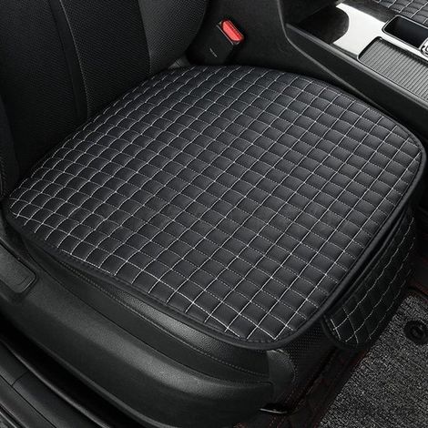 2 cuscini per sedili auto – Set di 2, coprisedili universali, sedili anteriori, protezione per sedile auto, cuscino per sedile, antigraffio, coprisedile per auto, retro antiscivolo, pelle PU, nero e b (1/5)