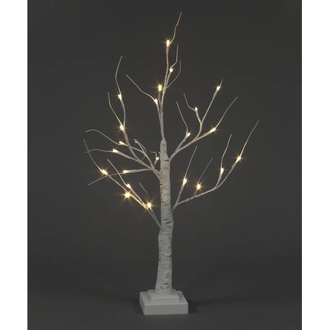 Outdoor or Indoor White Birch Tree with 24 Warm White LEDs - 60cm Battery Power