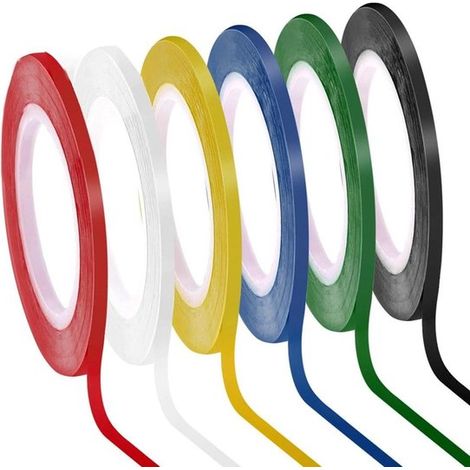 Lot de 6 rouleaux de ruban pour tableau blanc – 3 mm – Effaçable à sec – Rayé – 66 m par rouleau – Art et graphiques (1/5)