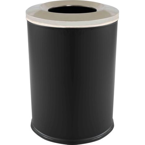 Poubelle ronde en acier noir mat 240 L