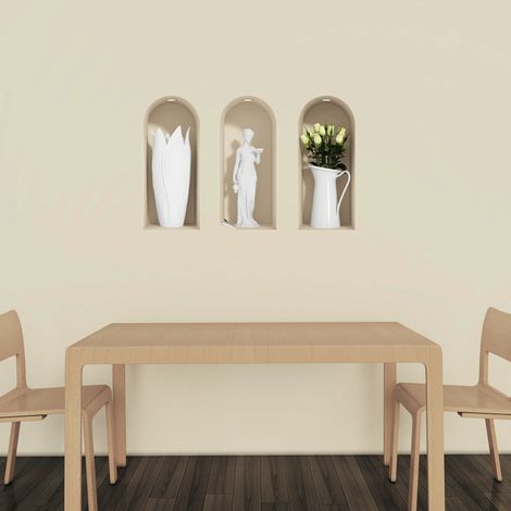 Sticker effet 3D Roses blanches et statue 60 x 90 cm (1/3)
