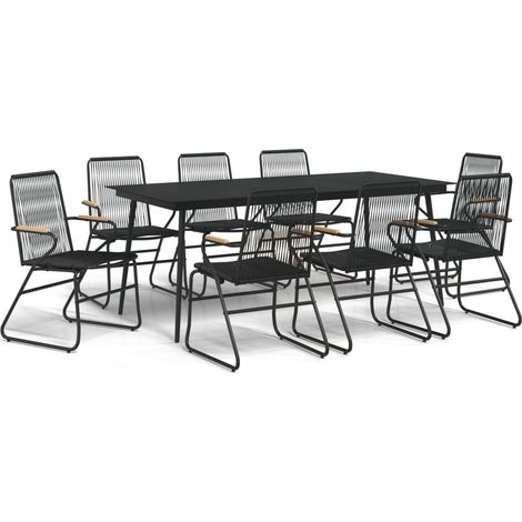 Maison Exclusive - 9-tlg. Garten-Essgruppe Schwarz PVC Rattan