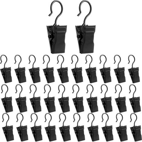 100 pcs Noirs Pince pour Rideaux, Multifonctions Pince Rideau avec Crochets, Acier Inoxydable Pince A Rideaux, Accroche Rideau pour La Décoration De La Maison Chambre à Coucher (1/5)