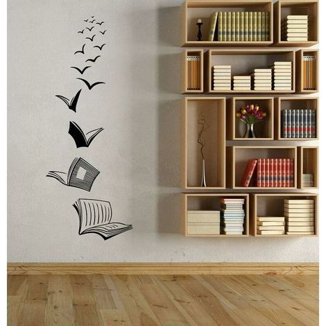 Wandtattoo „Offenes Buch“ – Wanddeko für Bibliothek, Schule, Klassenzimmer – Dekoration für Arbeitszimmer und Buchhandlung (1/5)