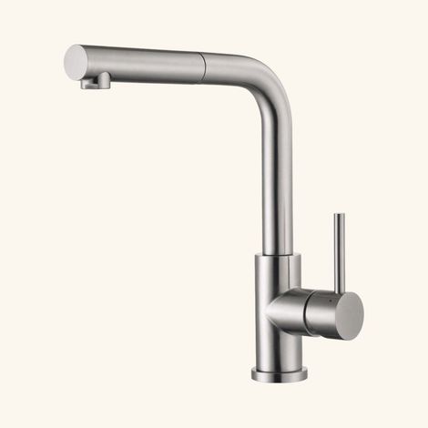Robinet de lave-mains inox massif 290mm – Douchette extractible mono jet – Bec coudé 360° – Normes Européennes 1111-817-1717 – Luisina (1/5)