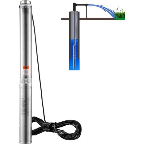 Pompe submersible puits profond 3CV 2200W 230V/50Hz, débit 9,8 m³/h, hauteur 144 m, câble 9,1 m, inox, usage industriel, irrigation et domestique, étanchéité IP68. (1/5)