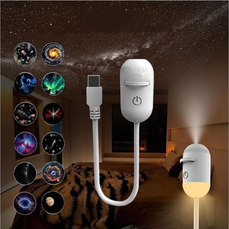 Projecteur galaxie 2 en 1 USB - Ciel étoilé - 3/12/24 films projection - Mini LED portable - Chambre, plafond, voiture - Velunor (1/5)