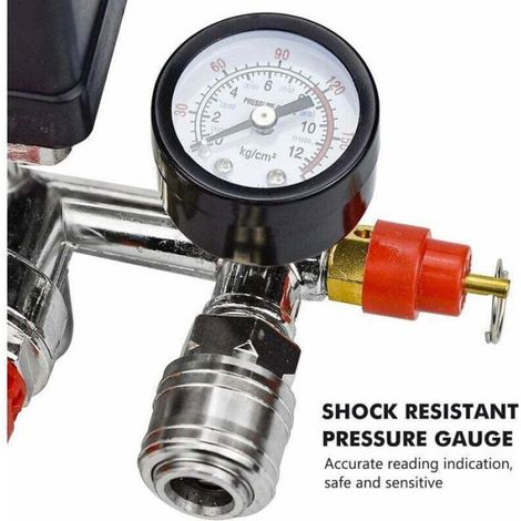Compresseur d'air - Pressostat intégré - Vanne de contrôle - Gamme de pression 90-125 psi - Manomètre 0-180 psi (1/5)