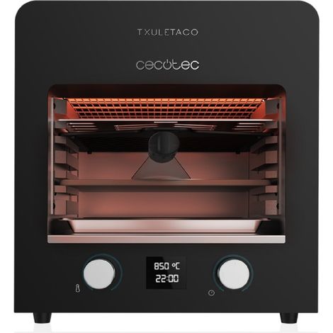 Cecotec Horno para Asado Txuletaco 8000 Inferno. 2200W, Parrilla de Hierro Fundido, Piedra y Bandeja para Pizzas