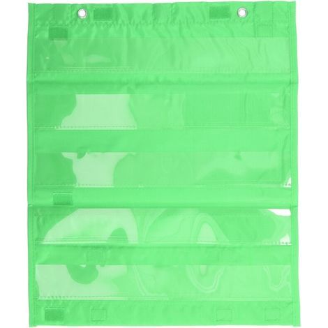 Tableau à Pochettes Aimanté 5 Lignes Transparent pour Écoliers - Organisation Scolaire à la Maison, Vert