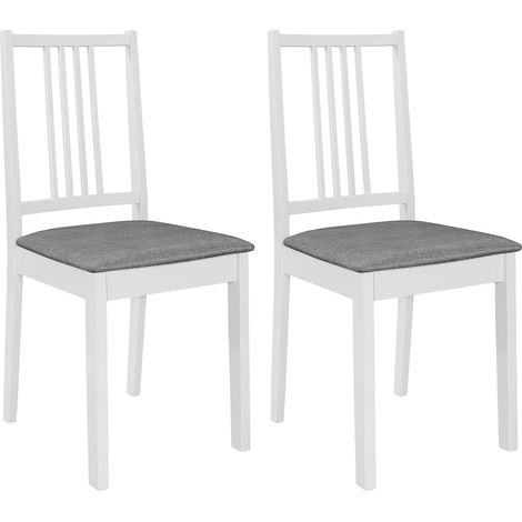 vidaXL Sillas de comedor con cojines madera maciza blanca 2 unidades (1/5)