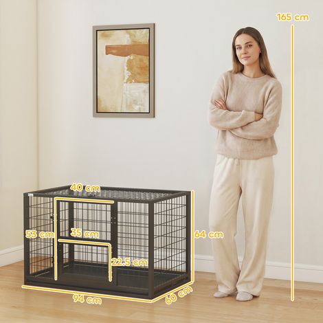 Une cage pour chien robuste, mesurant 94 x 60 x 64 cm, avec un plateau amovible. (1/5)