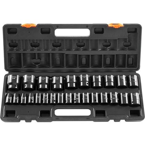 Jeu de douilles à choc 1/2" - 26 pièces - 6 pans - Acier allié CR-V - Douilles peu profondes - 10-36 mm (1/5)