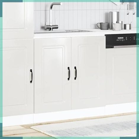 853449 Meuble bas pour évier Kalmar blanc brillant 80x46x81,5 cm (1/5)