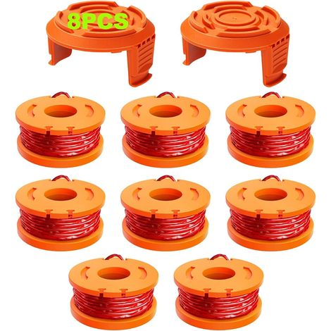 BRAVIX 10 pcs fil coupe bordure compatible avec coupe bordure, Ø 1,65mm & 3m bobine fil coupe bordure, ligne de bobine de coupe de remplacement et capuchon de protection(8 fil coupe bordure,2 couvercl (1/5)