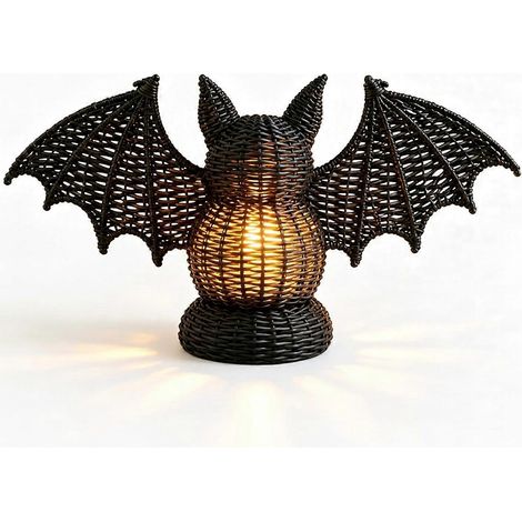 Bougeoir chauve-souris tressée, lanterne chauve-souris en rotin, décorations d'Halloween, décoration de table d'Halloween (1/5)