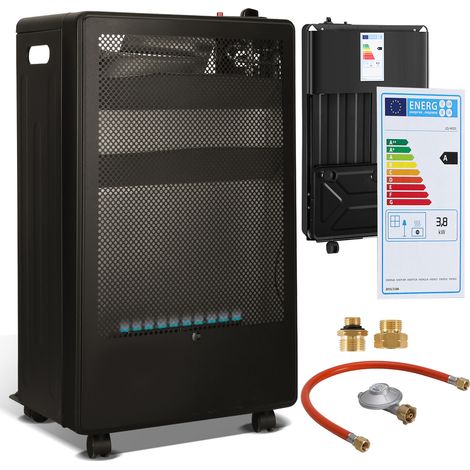 TolleTour Estufa de gas móvil 3800 W, llama azul, seguridad de llama y antivuelco, 2 adaptadores UE (1/5)
