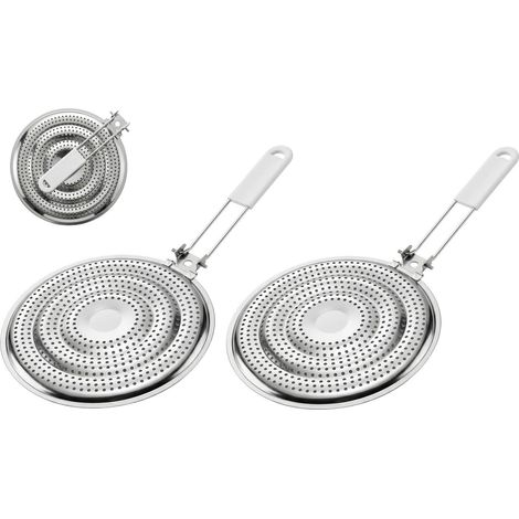 Lot de 2 plaques diffuseuses de chaleur en acier inoxydable avec poignée amovible – Répartiteur de chaleur uniforme pour plaques de cuisson à gaz, électriques et vitrocéramiques (1/5)