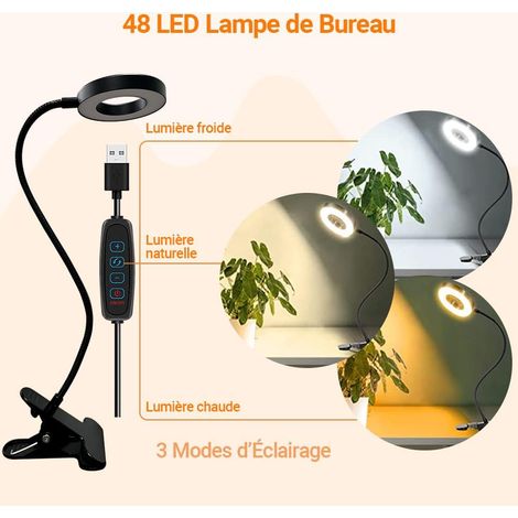 Lampada a clip, lampada da scrivania a LED, 3 modalità colore e 10 livelli di luminosità, lampada a morsetto con USB, lampada da lettura per leggere e lavorare, lampada da scrivania per la protezione  (1/4)