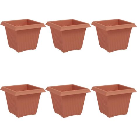 Maison Exclusive - Quadratischer Blumentopf 6 pcs Ziegelrot 33 x
