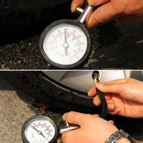 1 Manomètre Pneus, Jauge Pression, Tuyau Air Flexible, Surveillance Voiture (1/4)