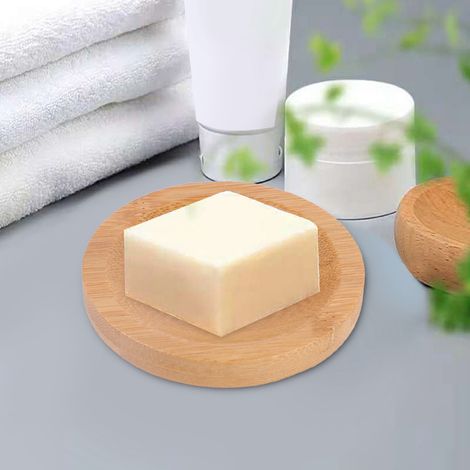 Seifenbox aus Holz, Seifenschale aus Bambus, Seifenablage, schimmelresistente, hygienische Bambusbox mit Abfluss (rund) (1/5)