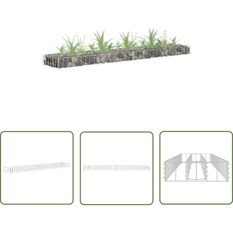 The Living Store Lit surélevé à gabion Acier galvanisé 180x30x10 cm - Jardinière À Gabion - Bordure De Jardin - Bac De Plantation Surélevé - Décoration Extérieur - Pot De Fleurs Design (1/6)
