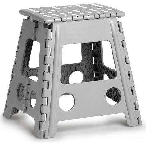 Zeller 13036 Premium - Sgabello pieghevole, in plastica, grigio, certificato TÜV, portata fino a 150 kg, ca. 38,5 x 31,5 x 39 cm (1/4)