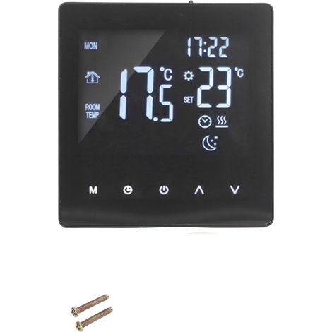 Thermostat numérique écran LCD programmable intelligent tactile pour chauffage au sol eau chaudière noir AC90‑240V K2MRH3A avec WIFI (1/5)