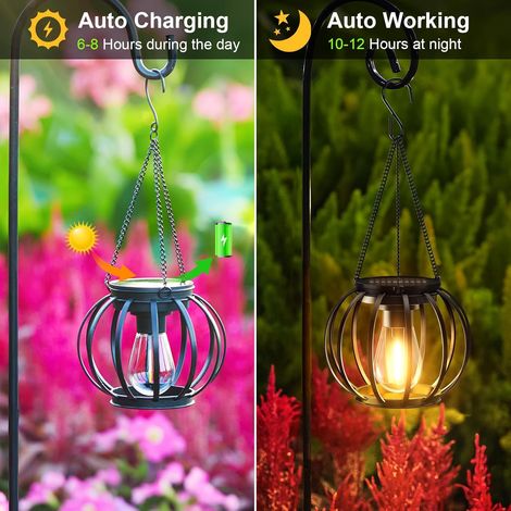 4 Pièces Lanterne Solaire, Métal, LED Intégrée, IP65 Étanche, Jardin, Terrasse (1/5)