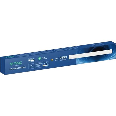 PLAFONIERA TUBO LED PRISMATICA 20W - 4000K mm 566 x 76 x 24  - VTAC