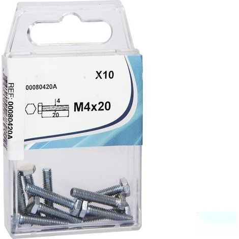 Lot de 12 vis métriques DIN-933, M4 x 30 mm, fabriquées en acier, pour les applications en quincaillerie et électricien.