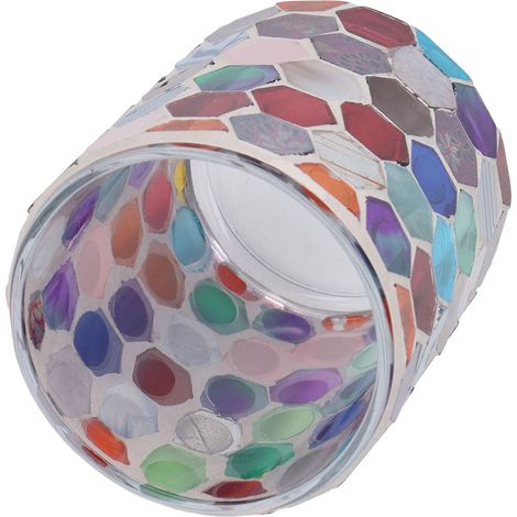 Bougeoir hexagonal en verre mosaïque coloré de style européen moderne pour la décoration de dîners aux chandelles à la maison