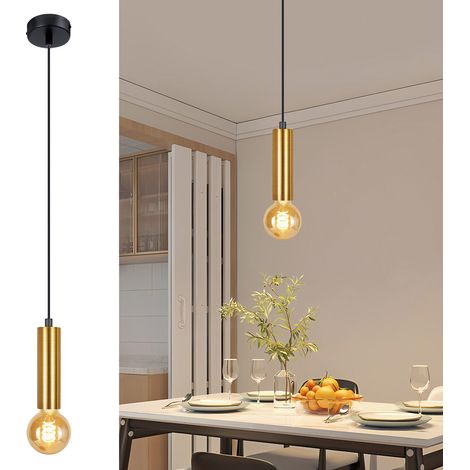 GBLY Hängeleuchte Esstisch 1 Flammig Pendelleuchte - Hängelampe E27 Schwarz Gold Bettlampe Nachttisch Esszimmerlampe Hängend Industrial Küchenlampe Metall für Schlafzimmer Flur