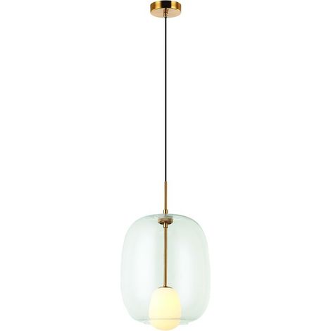 Suspension Luminaire D300 Pour Ampoule LED G9 Verre et Doré Mat ZAMBELIS (1/2)