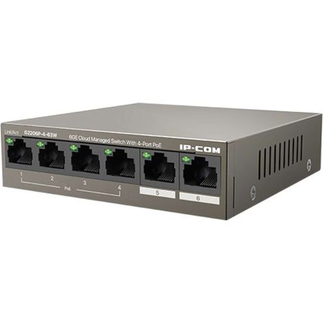 IP-COM Switch Gigab PoE cloud managed L2-6 port(4GE PoE+2GE)ProFi G2206P-4-63W