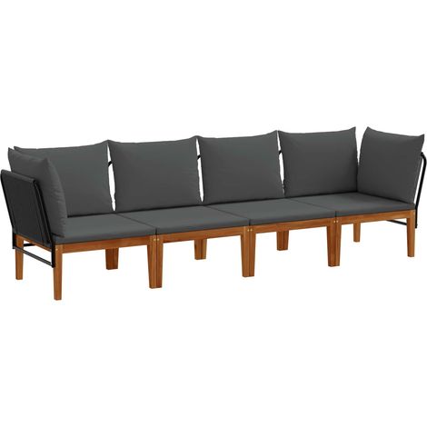 Maison Exclusive - 4 stk. Massives Akazienholz & Seil Natur (1/5)