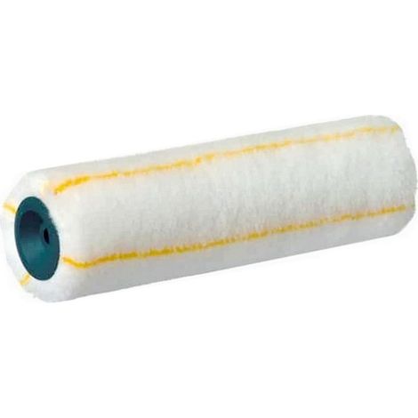 Rouleau peinture rayé jaune 250mm – Poils polyacryliques 12mm – Anti-goutte pour peinture aqueuse et solvantée – Finition lisse – Rota